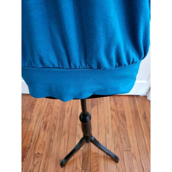 2000's Teal Bubble/Banded Tank Polka Dot Peter Pan Collar sz L Twee Retro - Picture 3 of 5